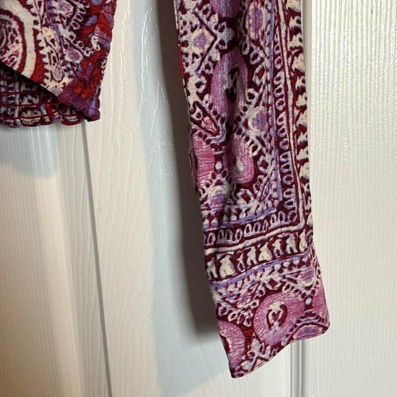 Free People Wild and Free women’s pink paisley cropped blouse size medium - Picture 4 of 9